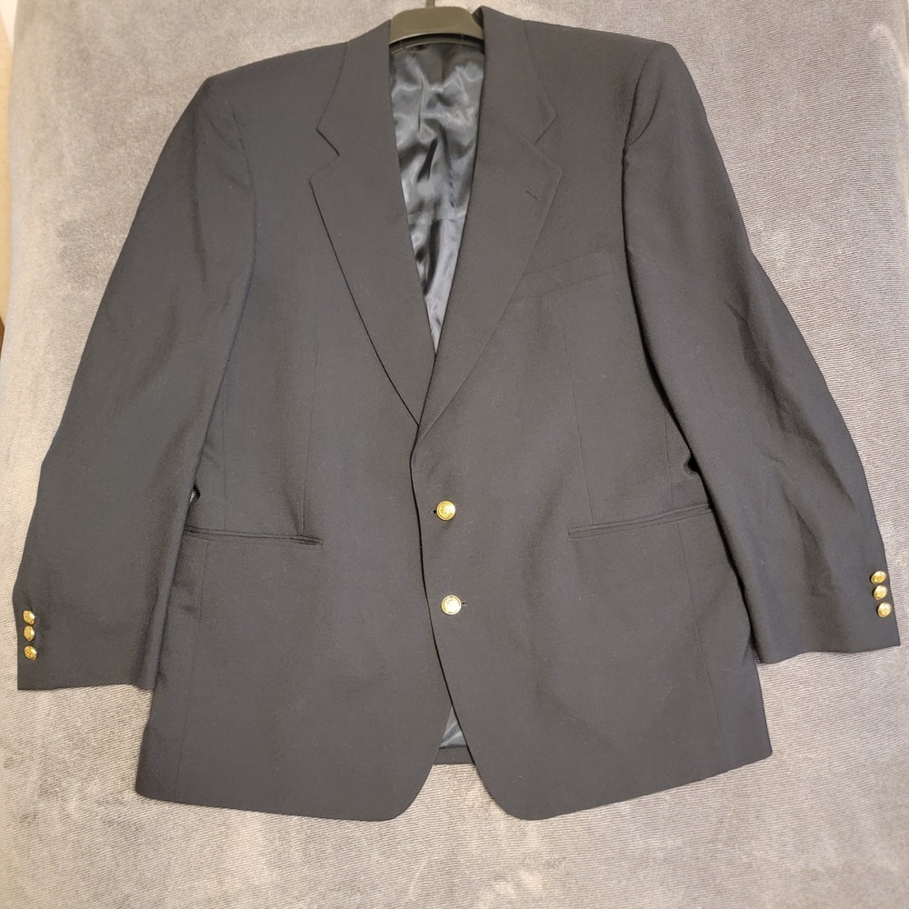 Vintage Jos A Bank Executive Collection Gold Buttons USA Made Navy Blue 46R